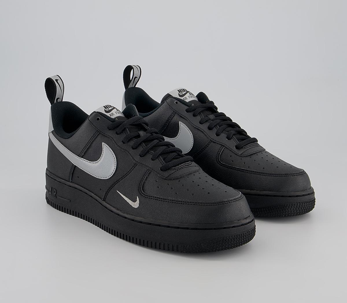 Nike Air Force 1 07 Trainers Black Metallic Silver - Nike Air Force 1