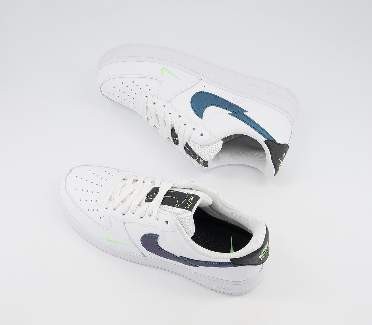 NikeAir Force 1 07 TrainersWhite Aquamarine Lime Glow Off Noir