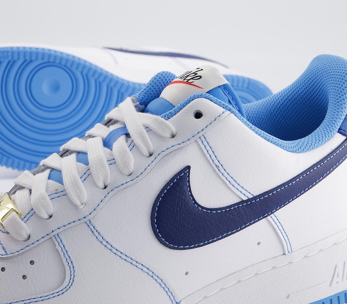 Nike Air Force 1 07 Trainers White Deep Royal Blue Sail Orange Black ...