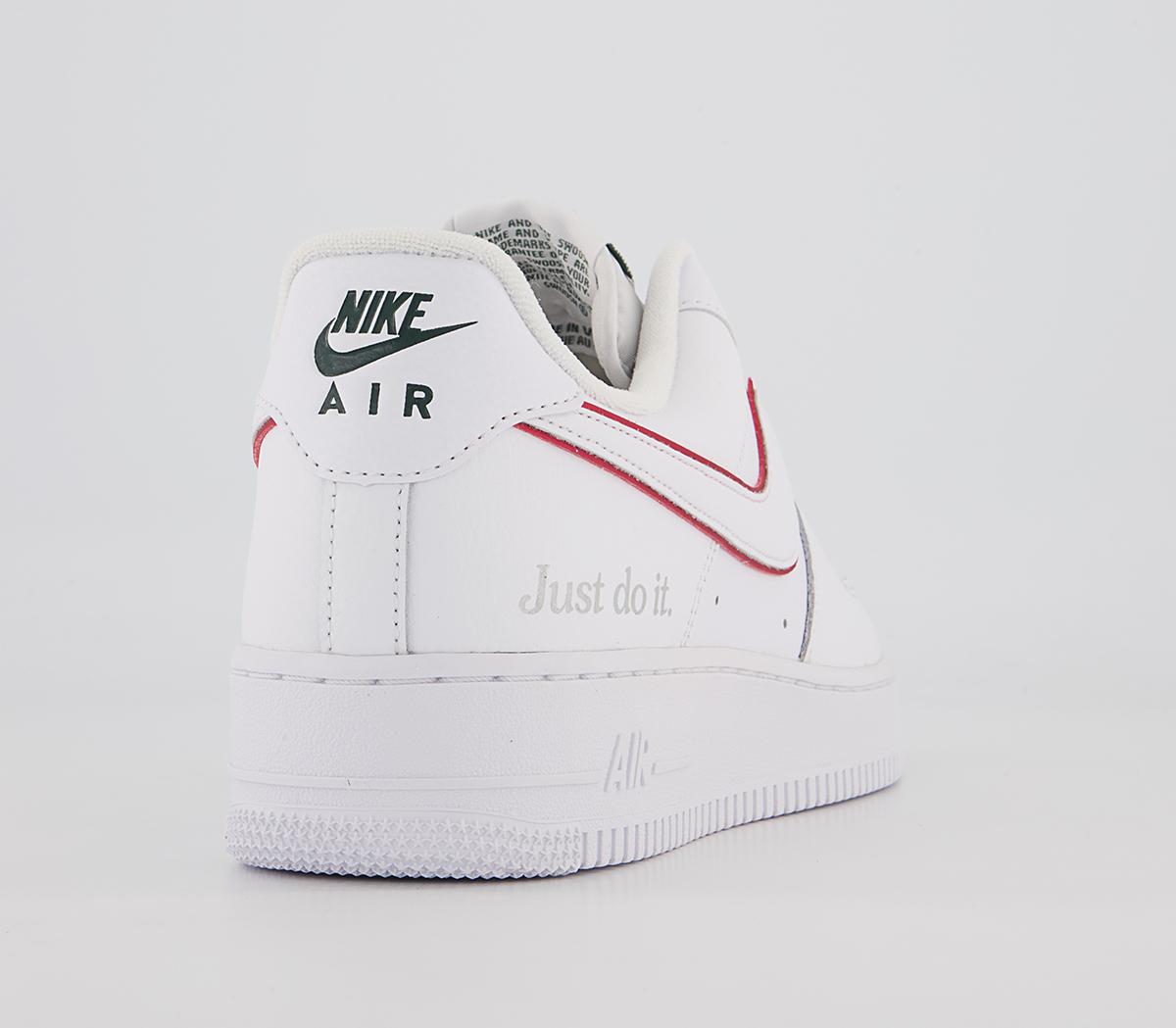 Nike Air Force 1 07 Trainers Nike Air Force 1 07 Trainers White University Red Noble Green Silver