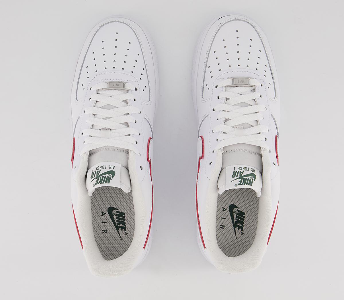Nike Air Force 1 07 Trainers Nike Air Force 1 07 Trainers White University Red Noble Green Silver