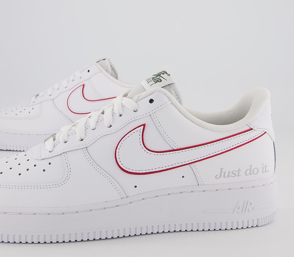 Nike Air Force 1 07 Trainers White University Red Noble Green Silver ...