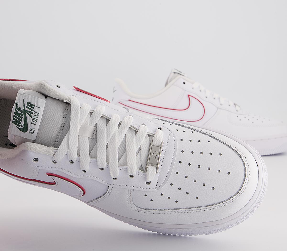 Nike Air Force 1 07 Trainers Nike Air Force 1 07 Trainers White University Red Noble Green Silver
