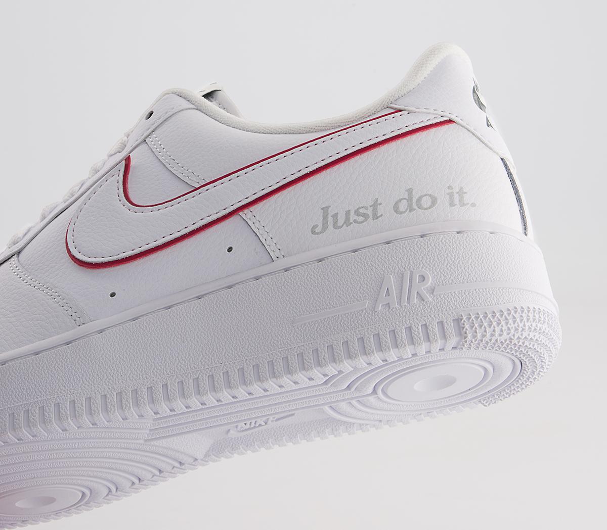 Nike Air Force 1 07 Trainers Nike Air Force 1 07 Trainers White University Red Noble Green Silver