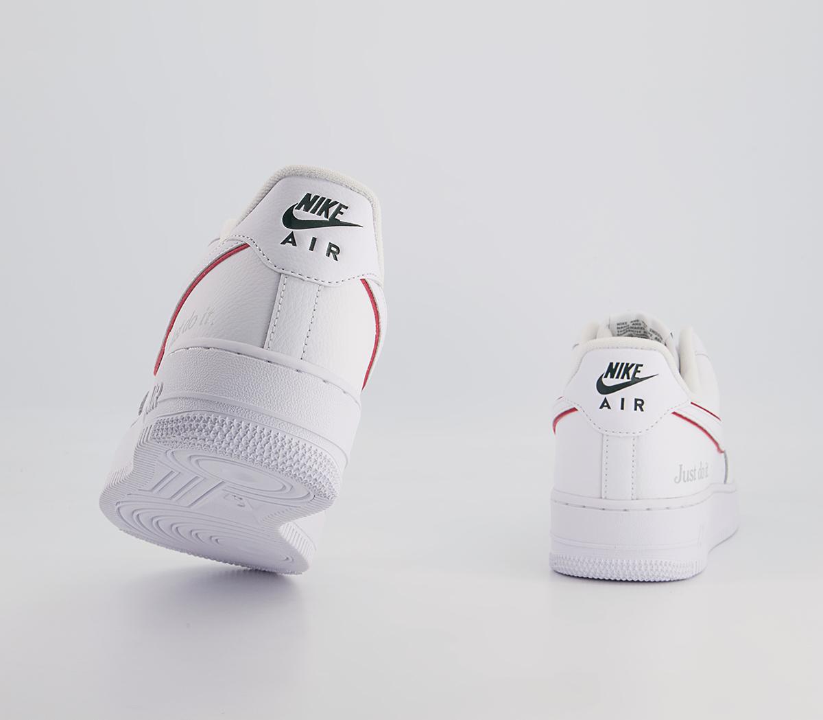 Nike Air Force 1 07 Trainers Nike Air Force 1 07 Trainers White University Red Noble Green Silver