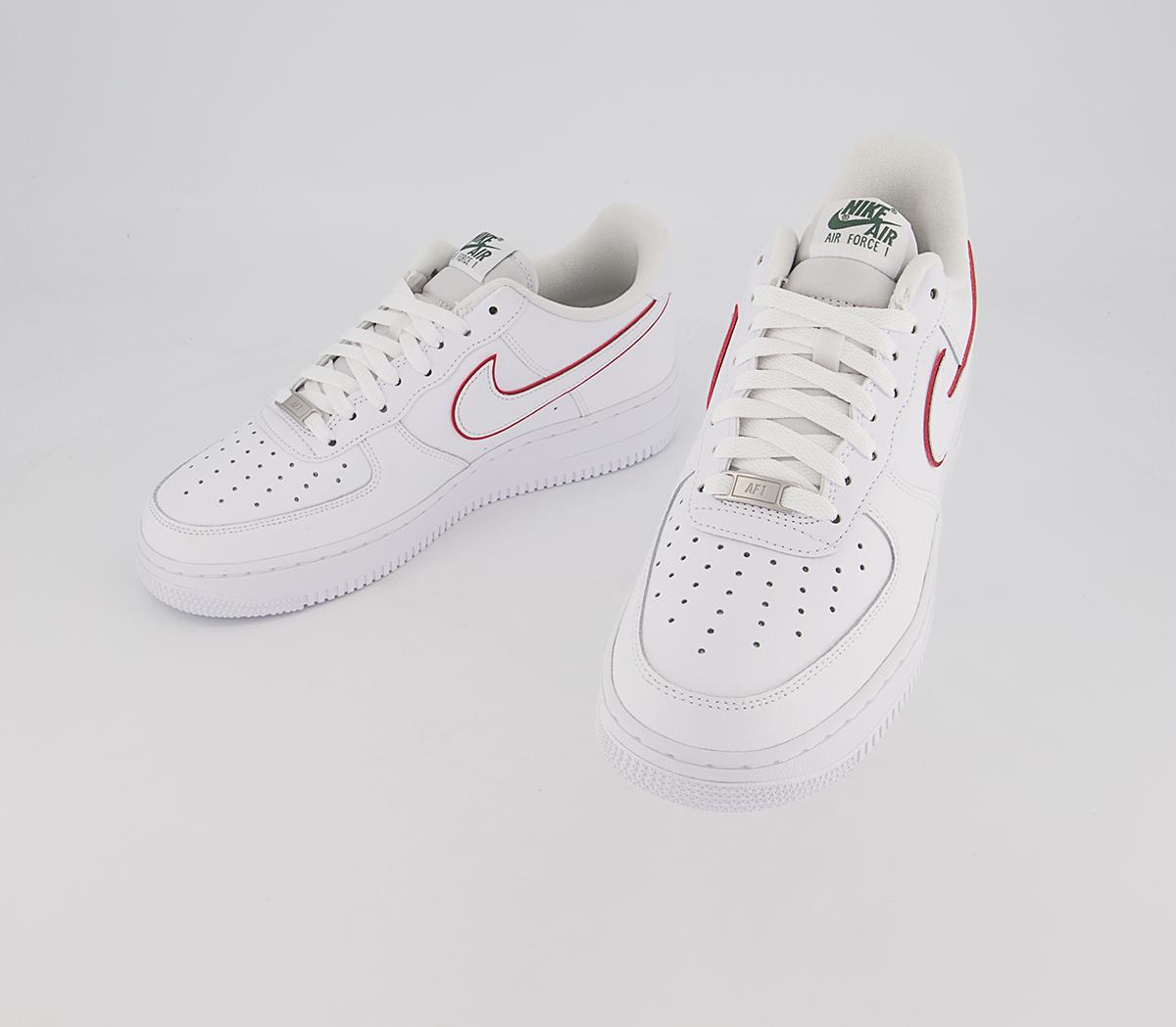 Nike Air Force 1 07 Trainers Nike Air Force 1 07 Trainers White University Red Noble Green Silver