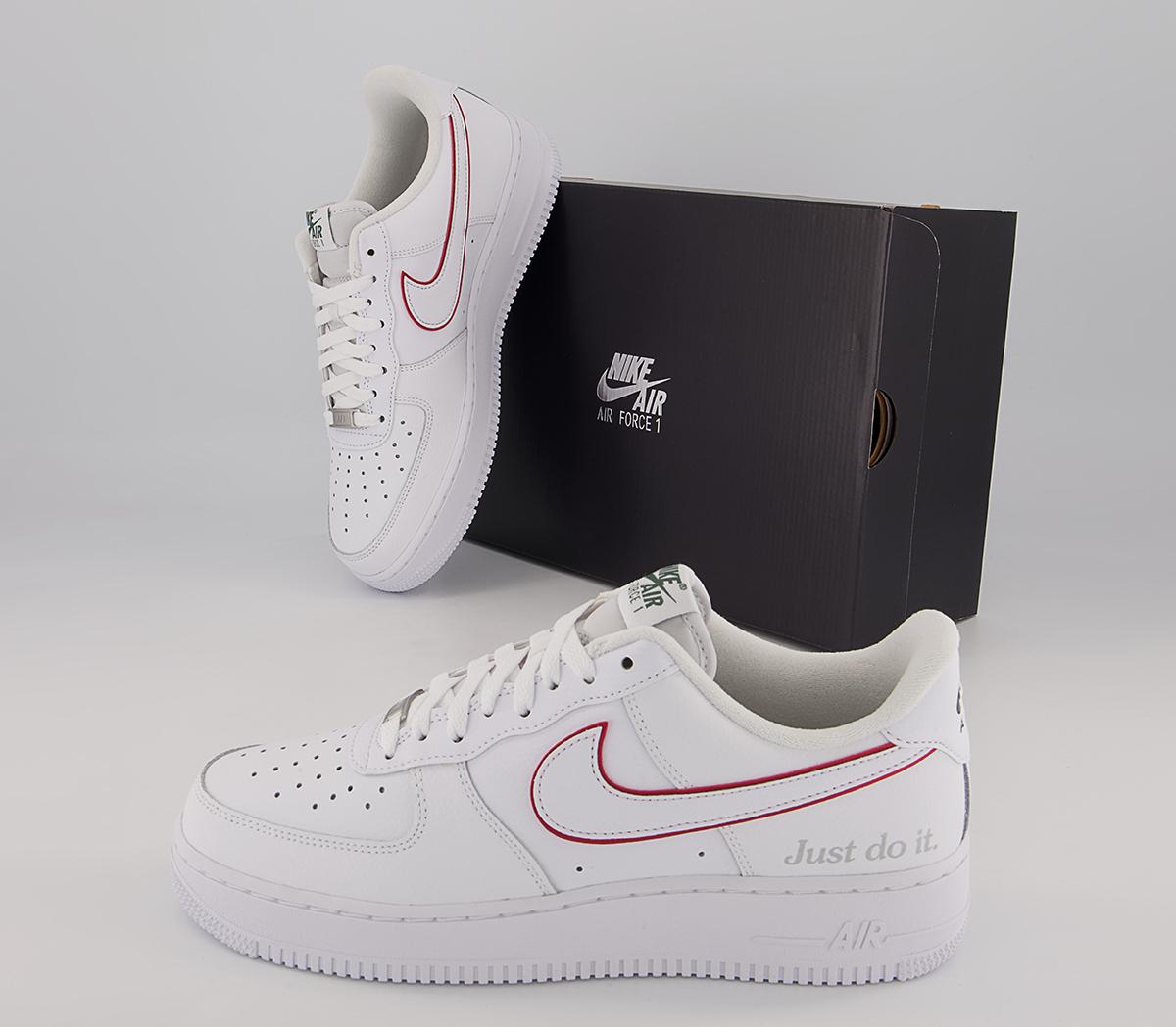 Nike Air Force 1 07 Trainers Nike Air Force 1 07 Trainers White University Red Noble Green Silver
