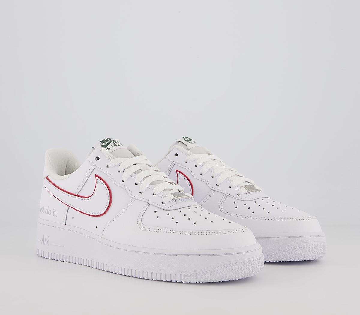 Nike Air Force 1 07 Trainers White University Red Noble Green Silver ...