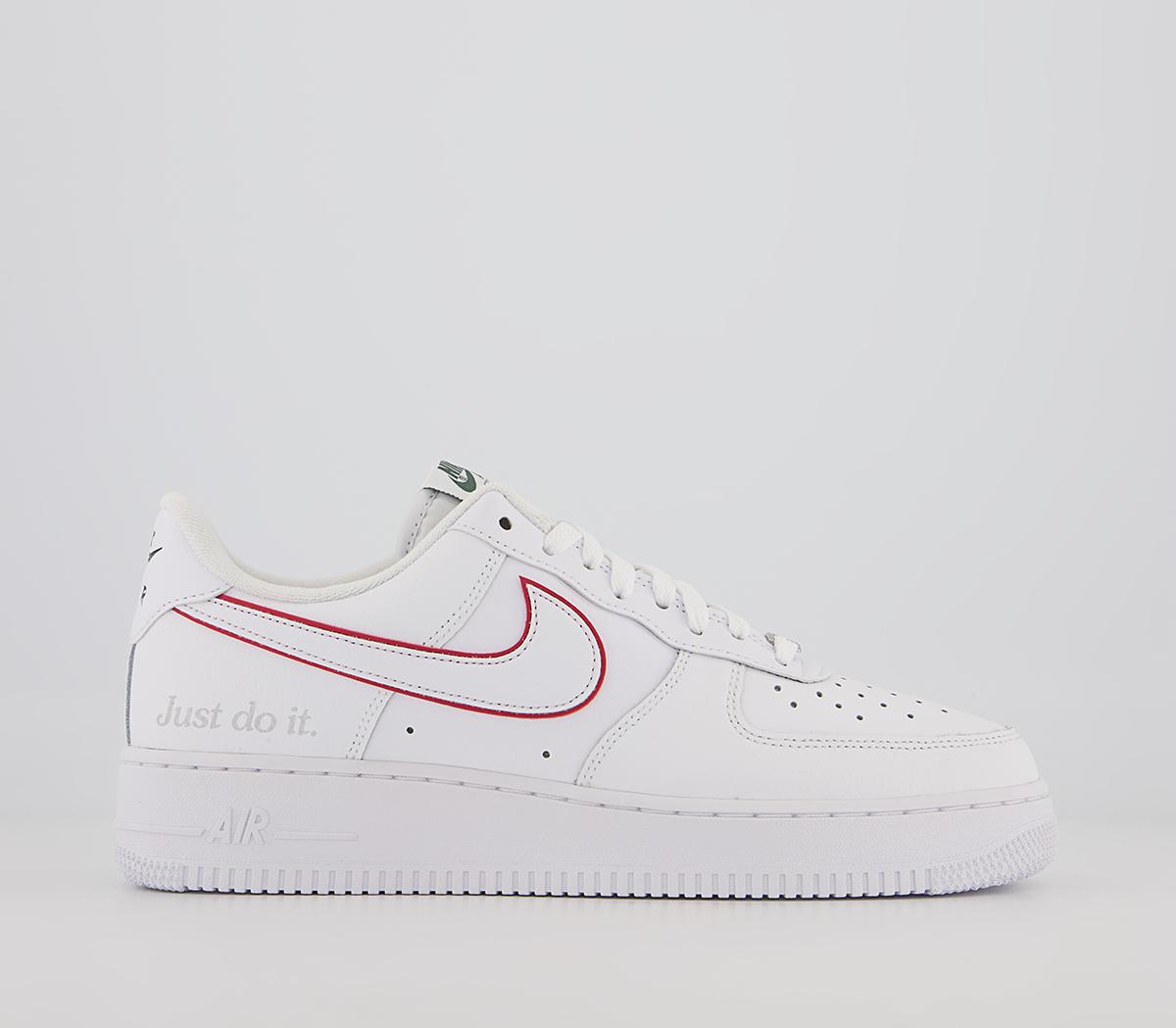 NikeAir Force 1 07 TrainersWhite University Red Noble Green Silver