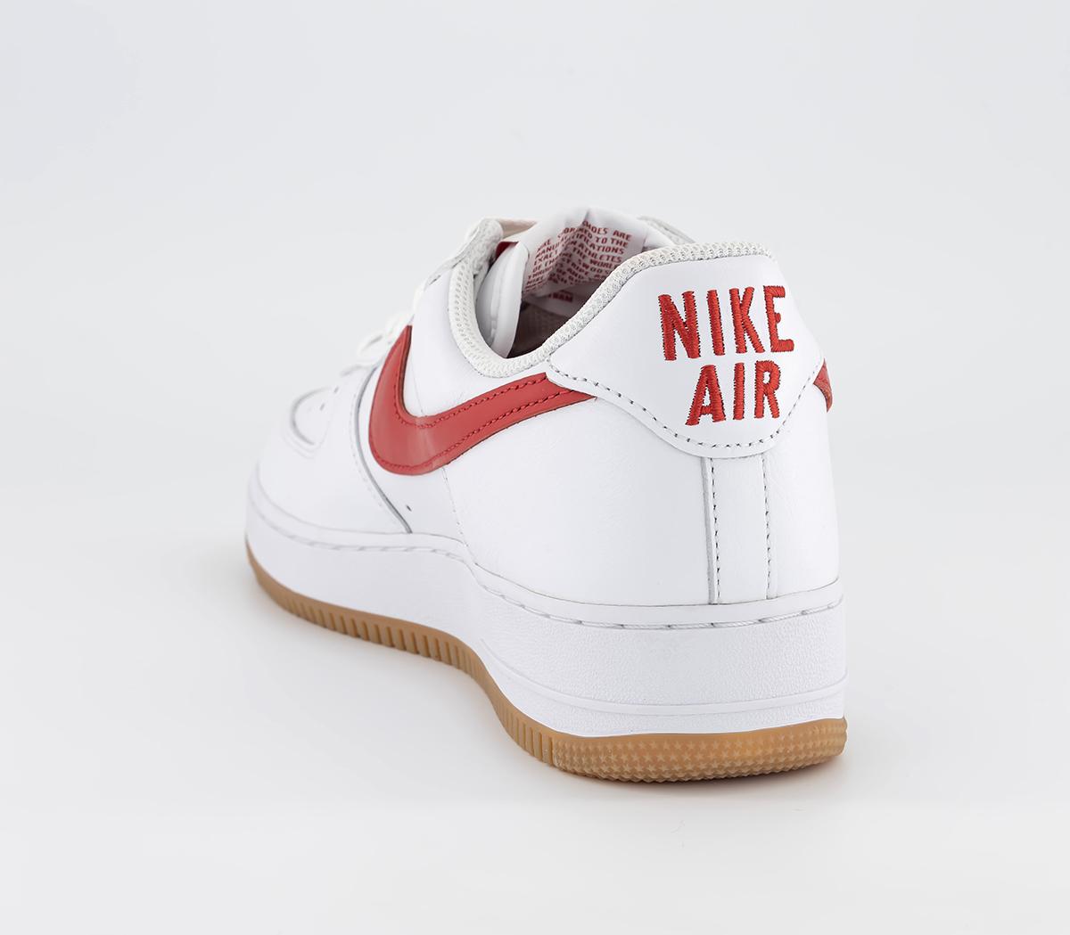 NikeAir Force 1 07 TrainersWhite Univ Red Gum Yellow Metallic Gold