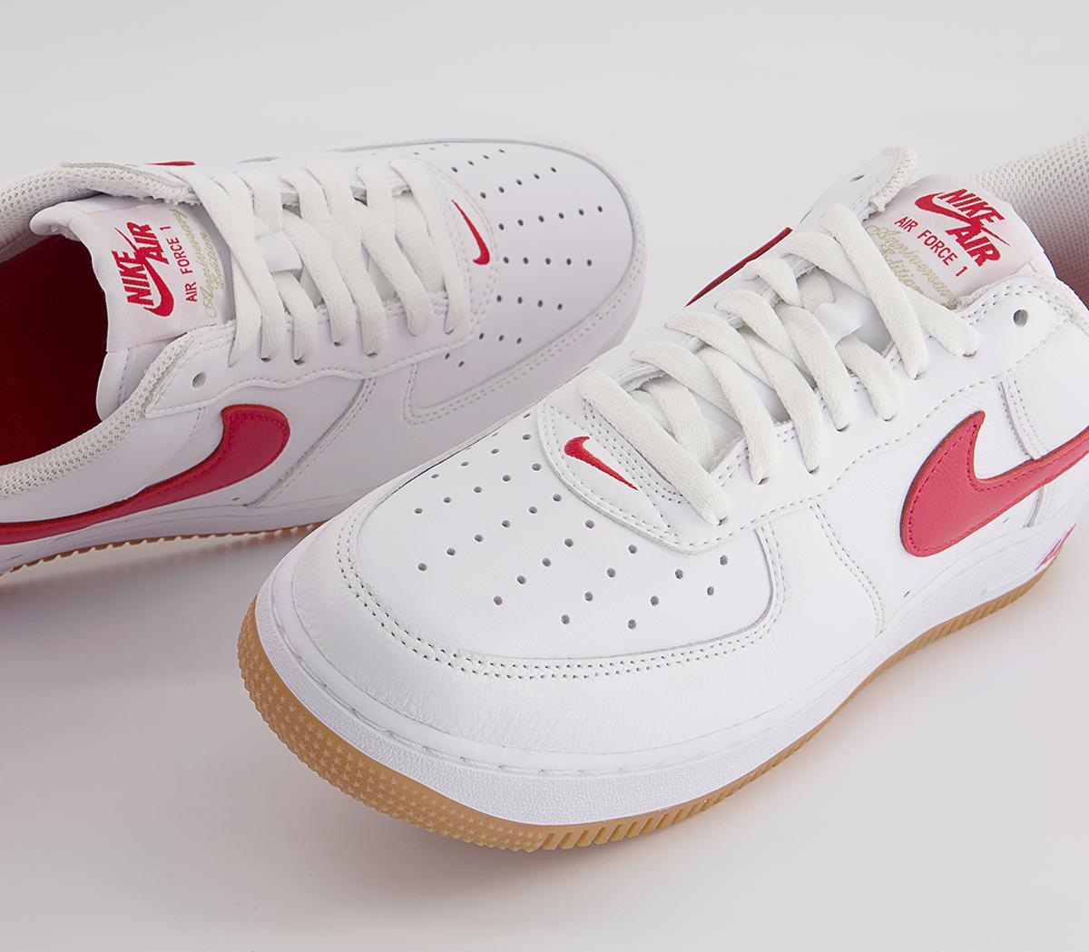 Nike Air Force 1 07 Trainers White Univ Red Gum Yellow Metallic Gold ...