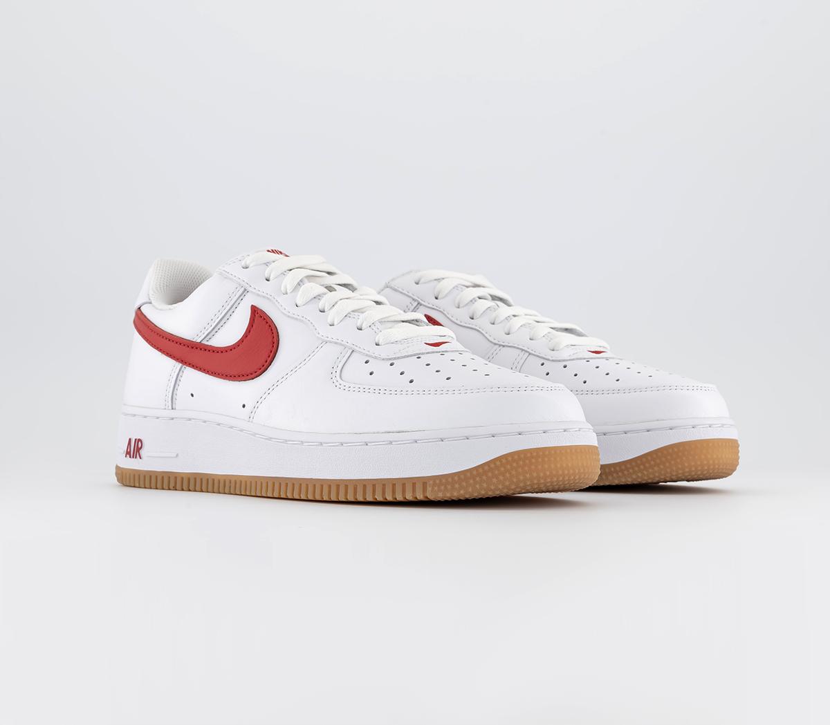 Nike Air Force 1 07 Trainers White Univ Red Gum Yellow Metallic Gold ...