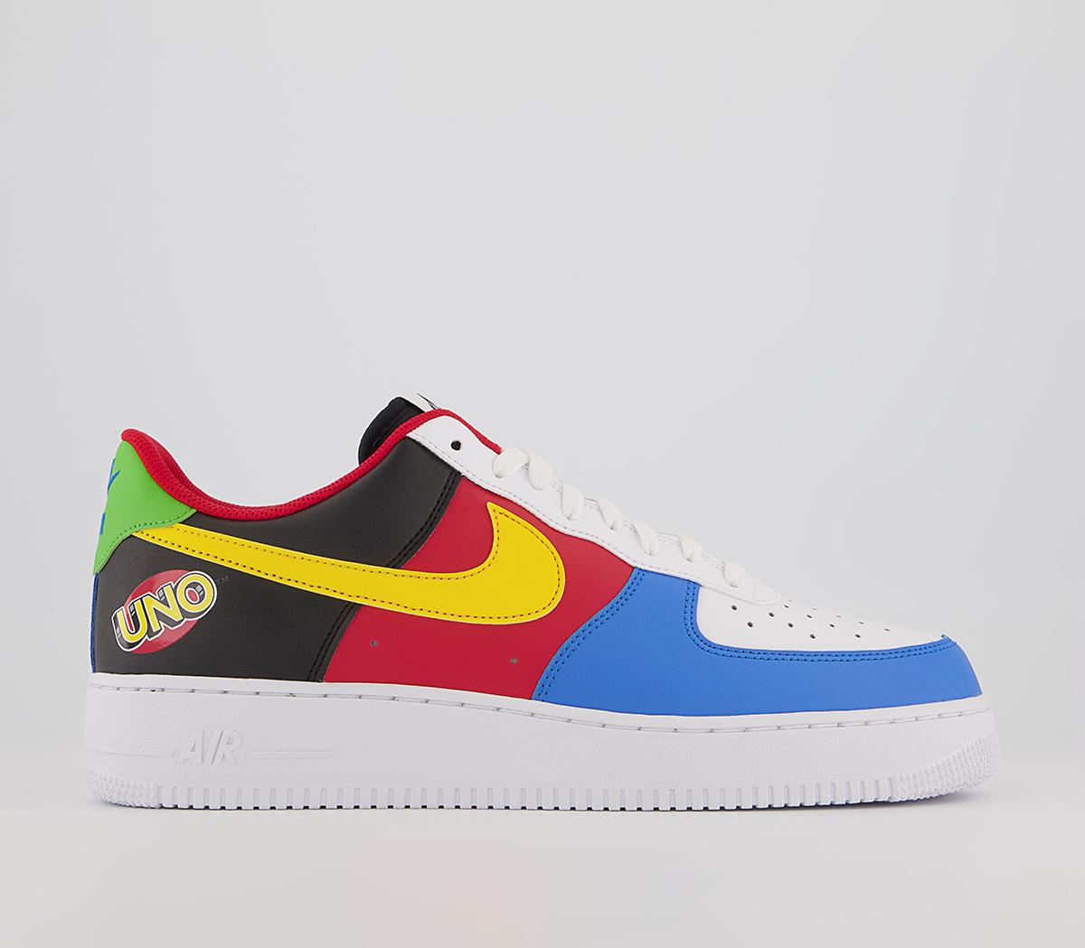 Nike Mens Air Force 1 07 Trainers White Yellow Zest University Red Mixed Material, 14