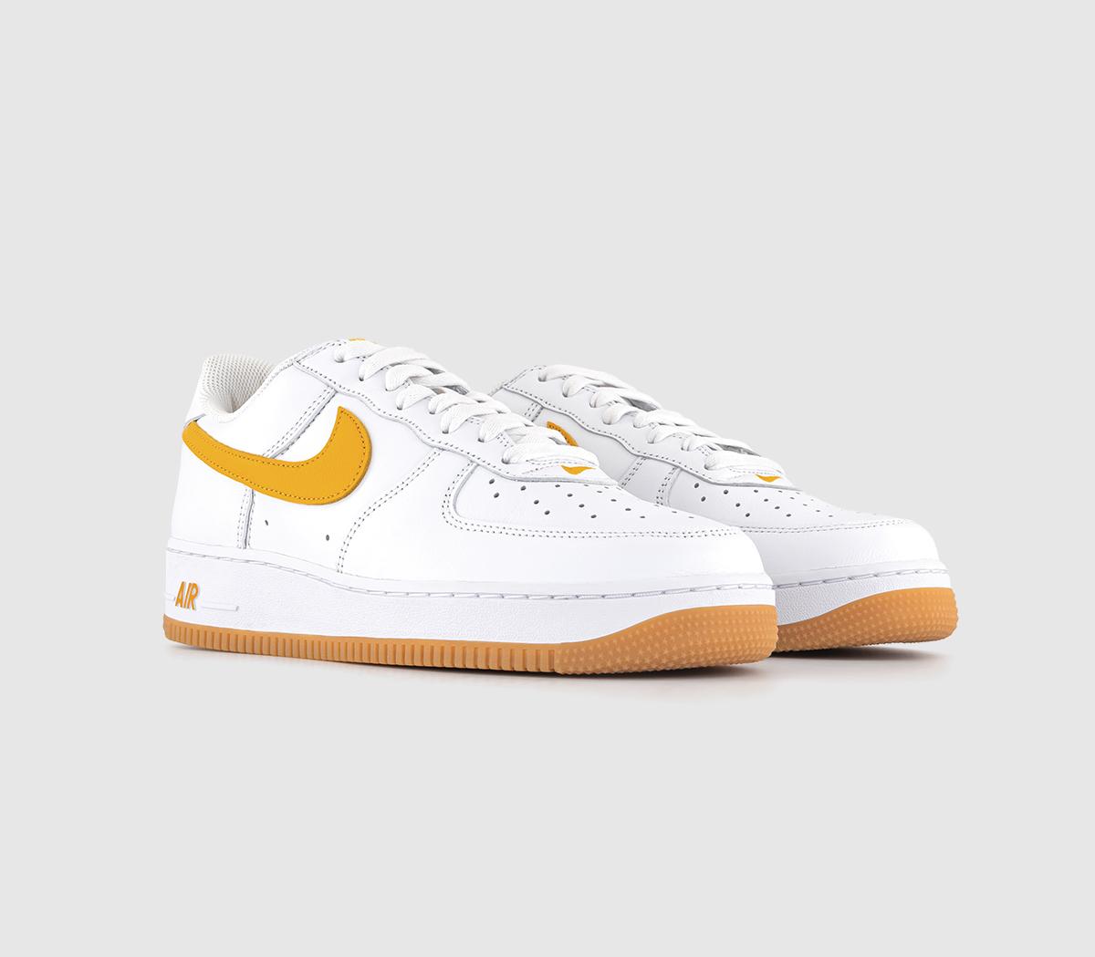 Nike Air Force 1 07 Trainers White University Gold Gum Yellow - Men's ...