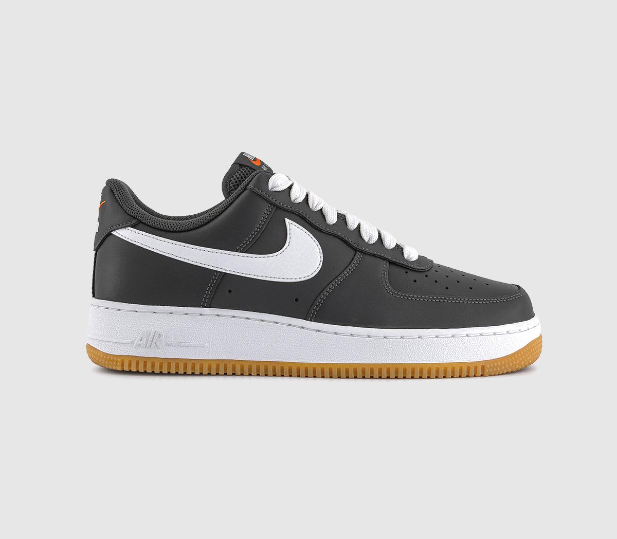 NikeAir Force 1 07 Trainers MAnthracite White Gum Yellow