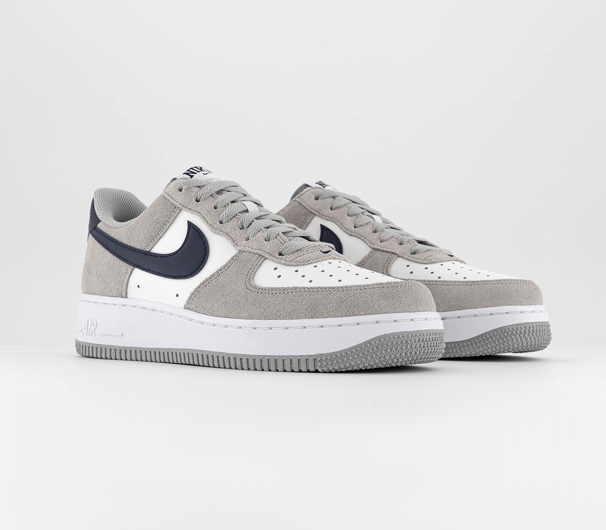 NikeAir Force 1 07 TrainersLt Smoke Grey Midnight Navy Summit