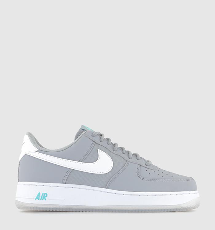 Nike Air Force 1 '07 Trainers Wolf Grey White Hyper Turquoise