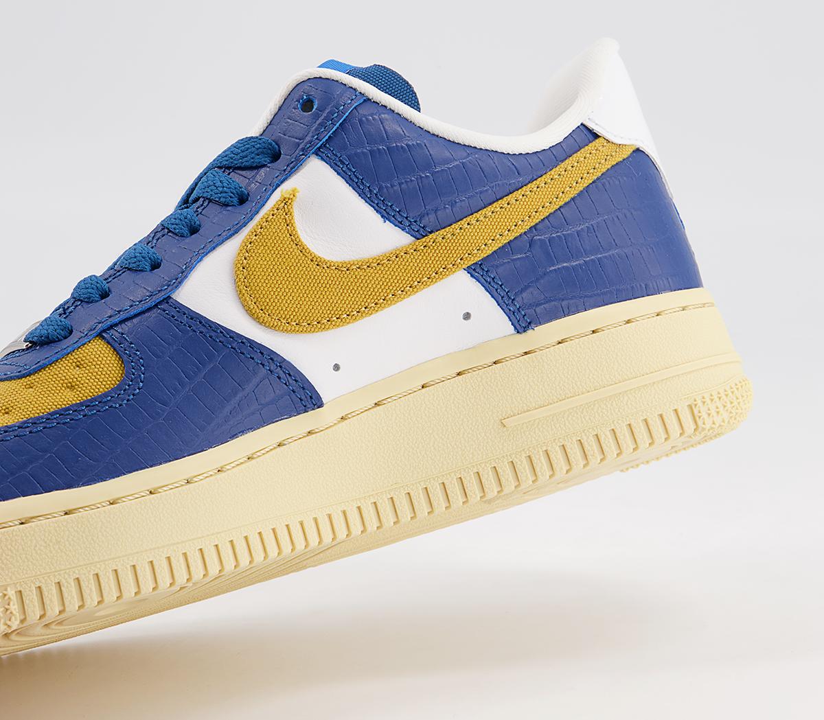 Nike Air Force 1 07 Trainers Nike Air Force 1 07 Trainers Court Blue White Goldtone Lemon Drop
