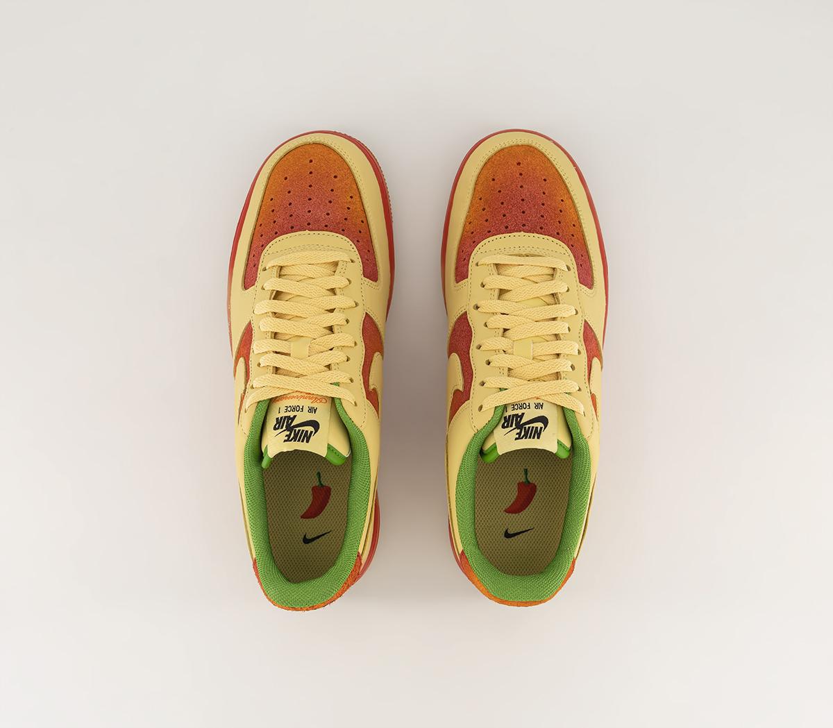 NikeAir Force 1 07 TrainersLemon Wash Univ Red Magma Orange Gold Chlorophyll
