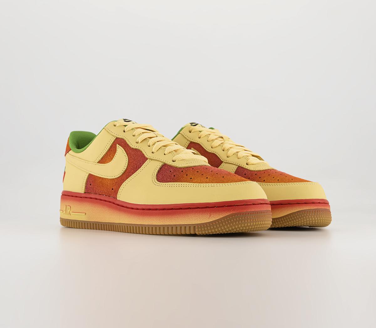 NikeAir Force 1 07 TrainersLemon Wash Univ Red Magma Orange Gold Chlorophyll