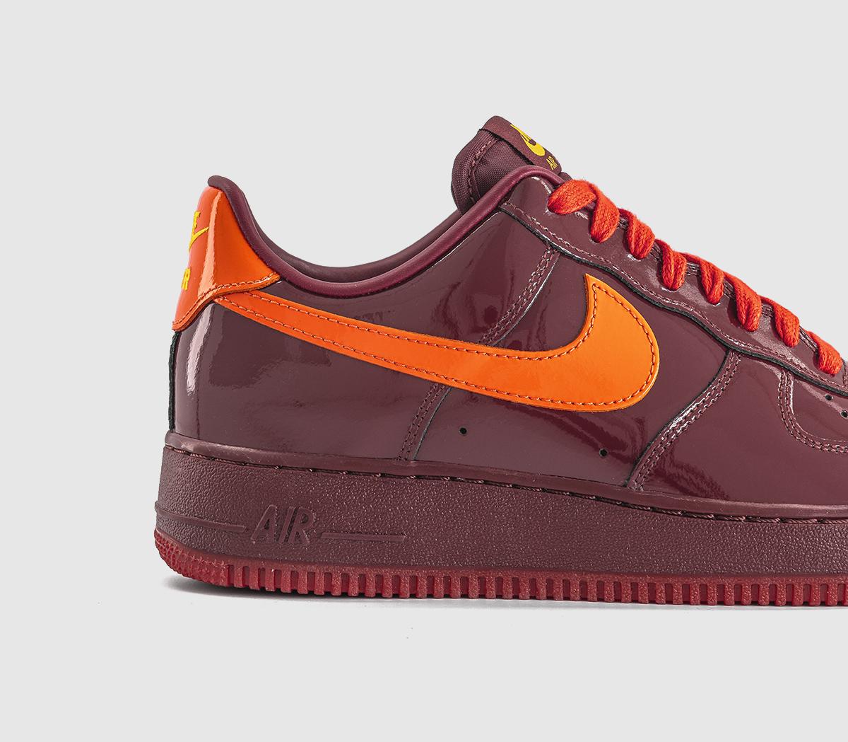 NikeAir Force 1 07 TrainersDark Team Red University Gold Safety Orange Challe