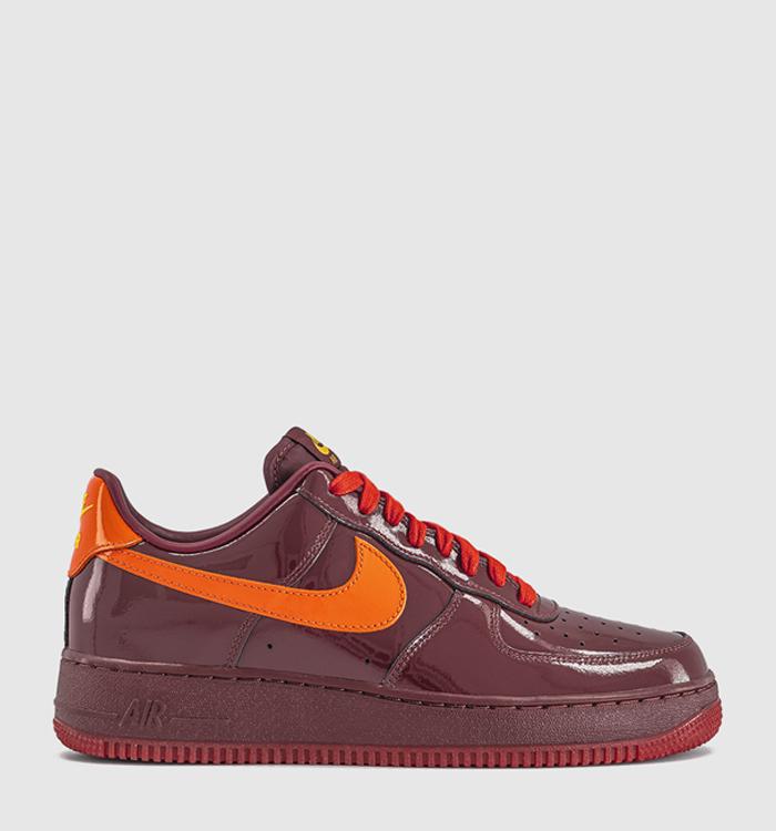 Nike Air Force 1 07 Trainers Dark Team Red University Gold Safety Orange Challe