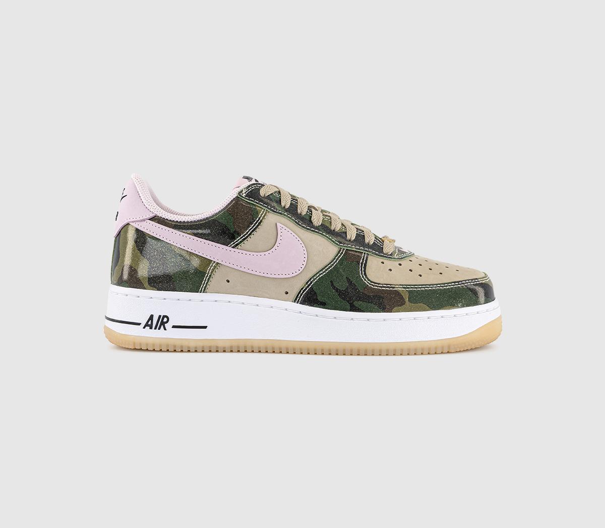 Nike Air Force 07 Trainers Desert Khaki Pink Foam Black White