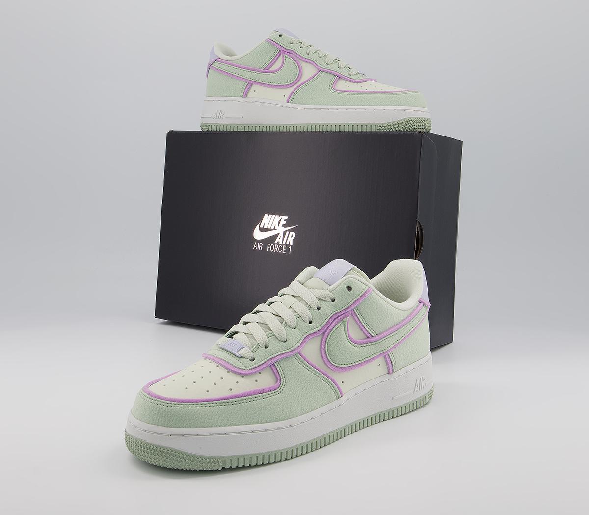 Nike Air Force 1 07 Trainers Nike Air Force 1 07 Trainers Sea Glass Seafoam Pur Violet Lining Gel