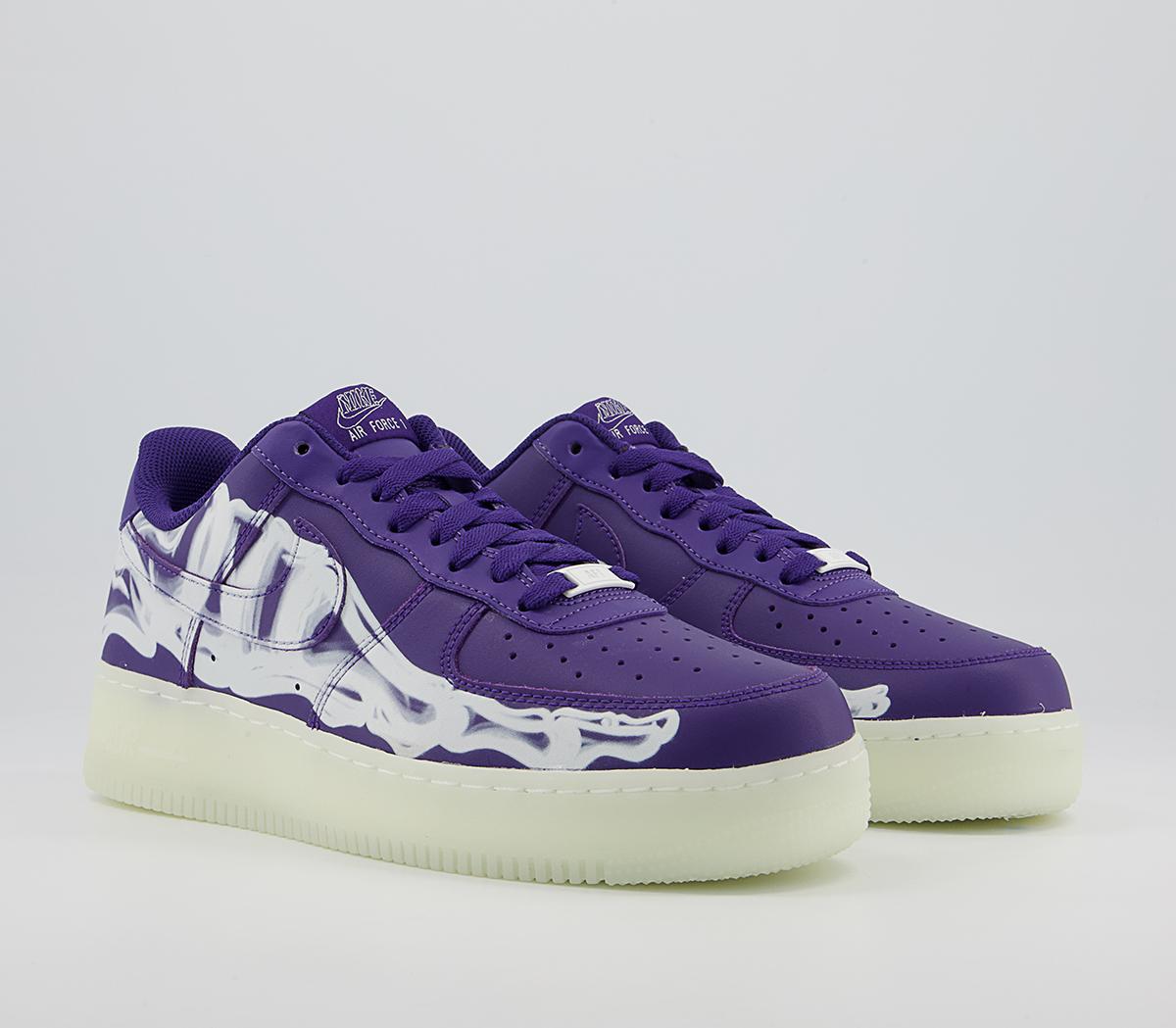 Nike Air Force 1 07 Trainers Skeleton Court Purple Court Purple White ...