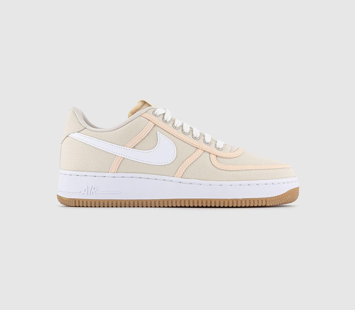 Nike Air Force 1 07 Trainers Light Cream White Crimson Tint Gum Light Brown In Natural, 6.5