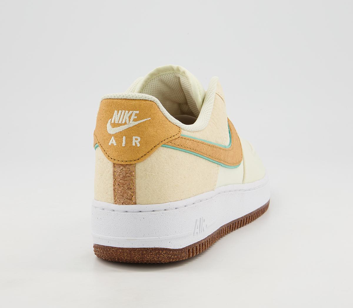 Nike Air Force 1 07 Trainers Nike Air Force 1 07 Trainers Coconut Milk Gold Green Glow Natural White Black