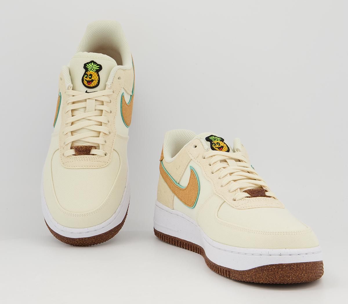 Nike Air Force 1 07 Trainers Nike Air Force 1 07 Trainers Coconut Milk Gold Green Glow Natural White Black