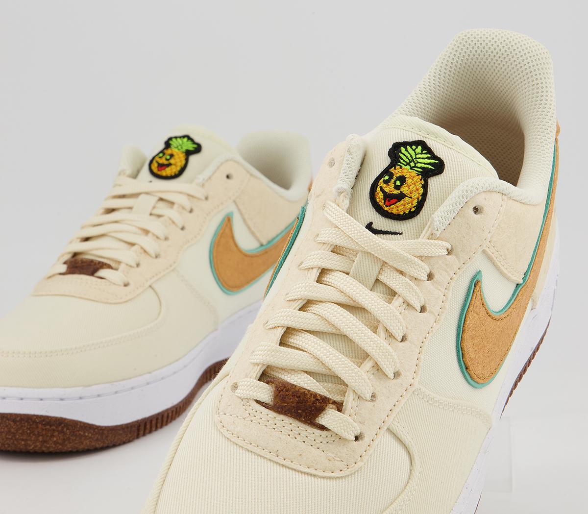 Nike Air Force 1 07 Trainers Nike Air Force 1 07 Trainers Coconut Milk Gold Green Glow Natural White Black