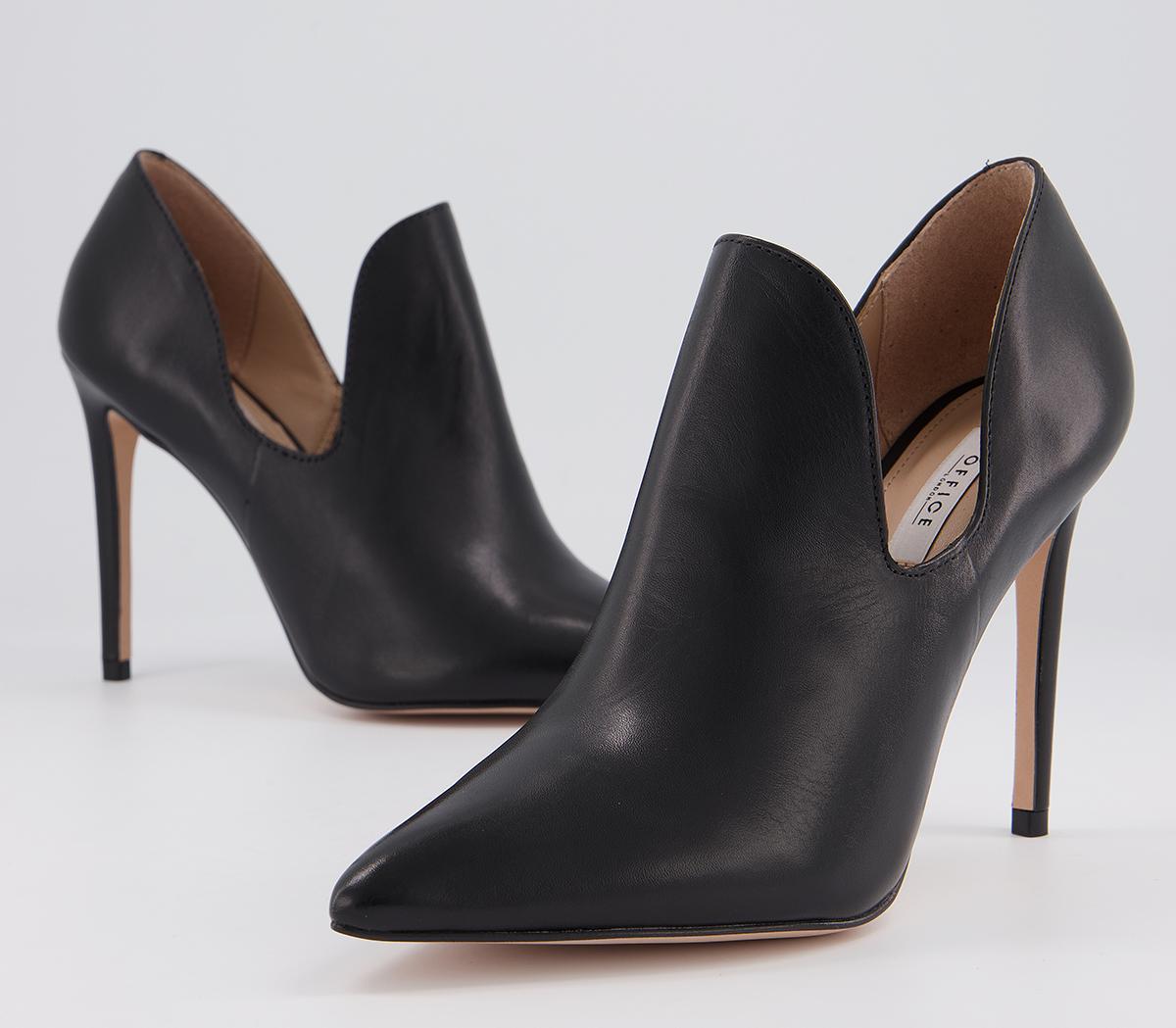 OFFICE Happen High Cut Shoe Boots Black Leather High Heels