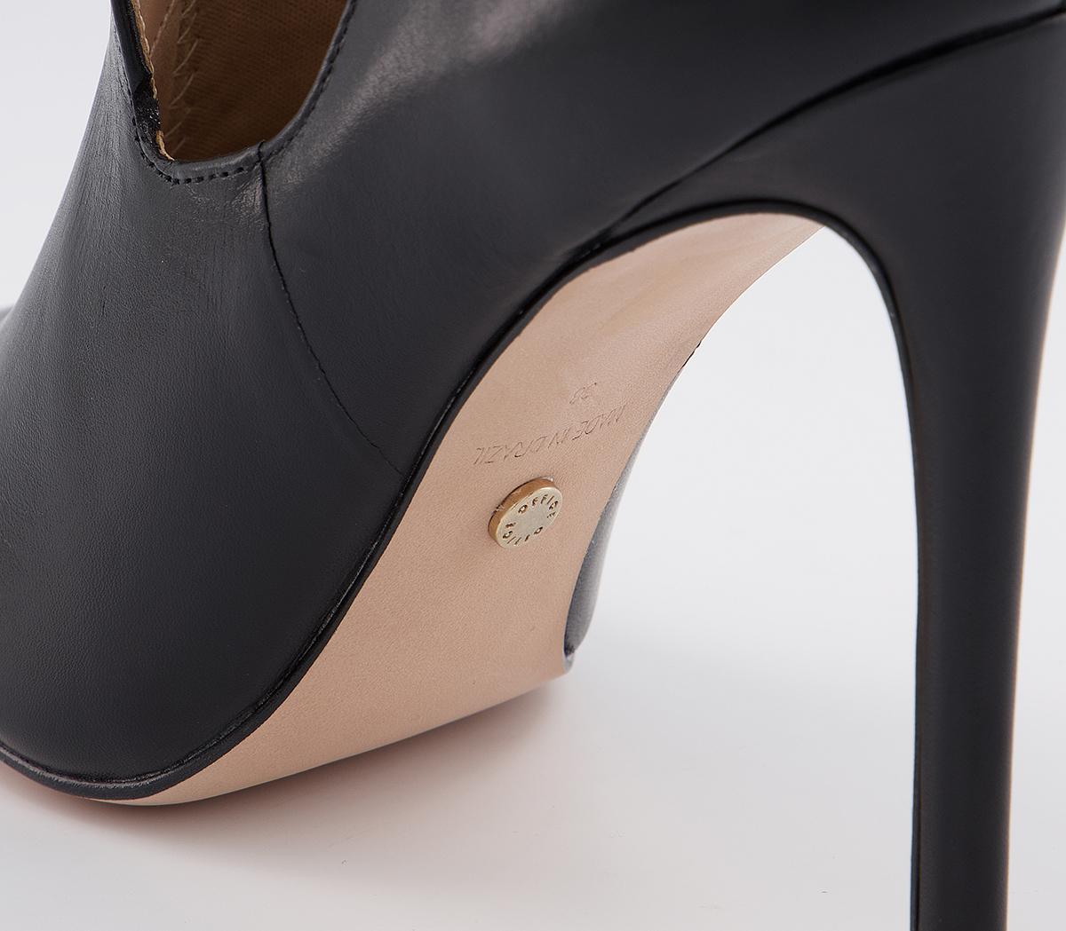 OFFICE Happen High Cut Shoe Boots Black Leather High Heels