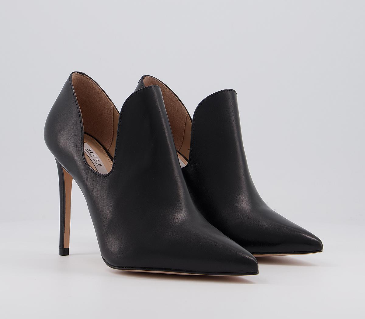 OFFICE Happen High Cut Shoe Boots Black Leather High Heels