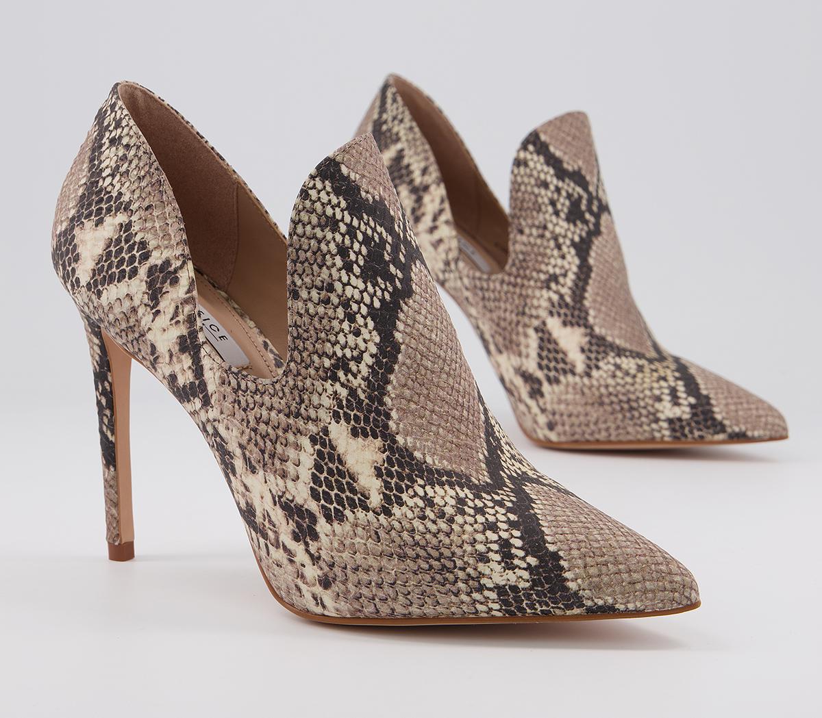 OFFICE Happen High Cut Shoe Boots Cream Snake Leather High Heels