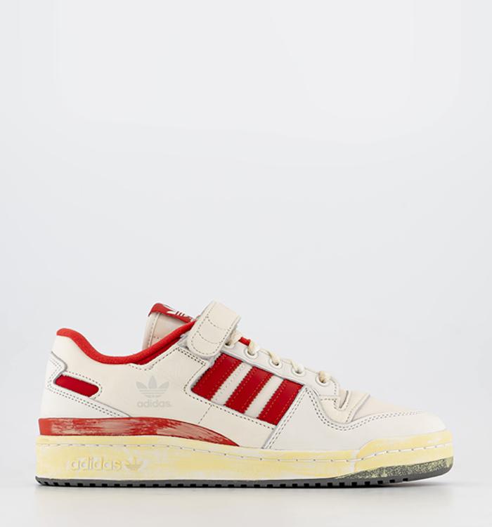 adidas Forum 84 Low Trainers White Red Distressed
