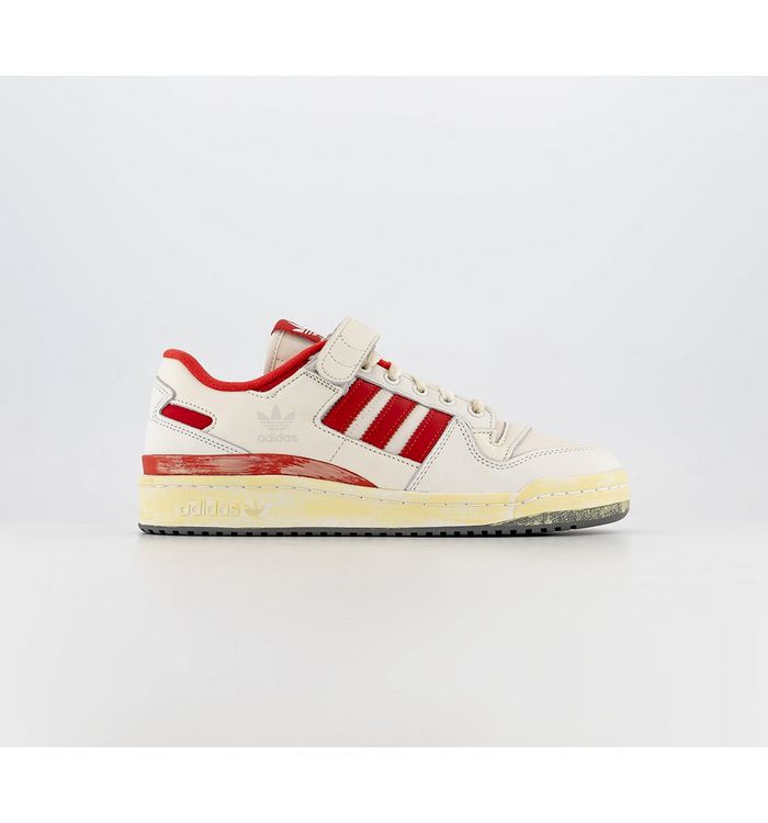 Adidas Forum 84 Low Trainers White Red Distressed