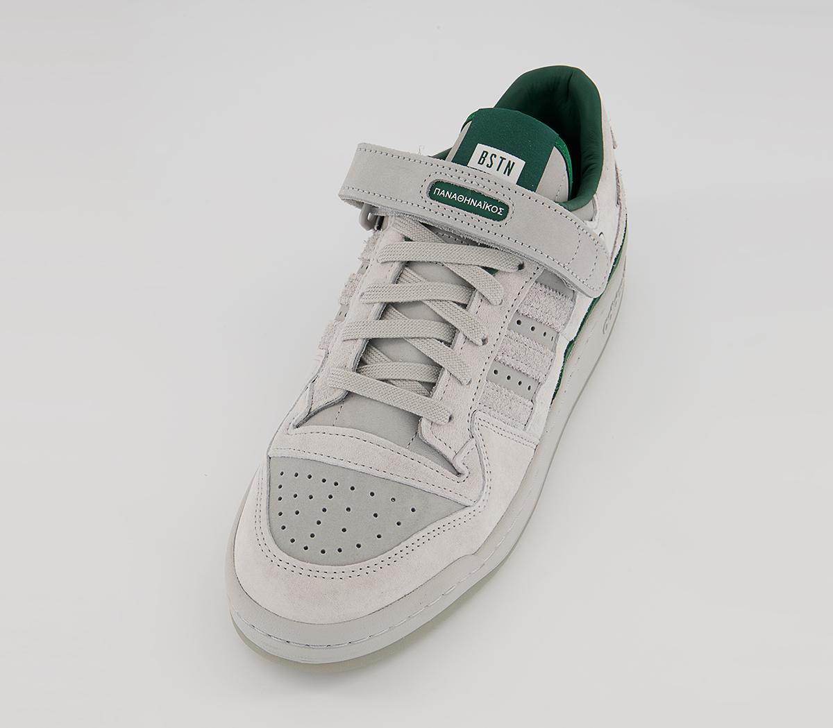 adidas Forum 84 Low Trainers Panathinaikos Grey Dark Green - adidas Forum