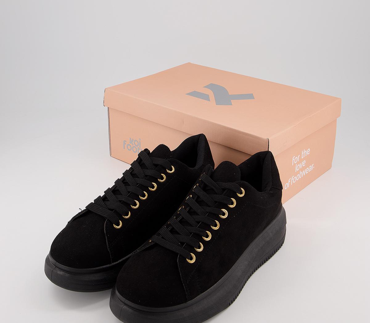 Koi Footwear Koi Chunky Trainers Vegan Black Flat Shoes for Women