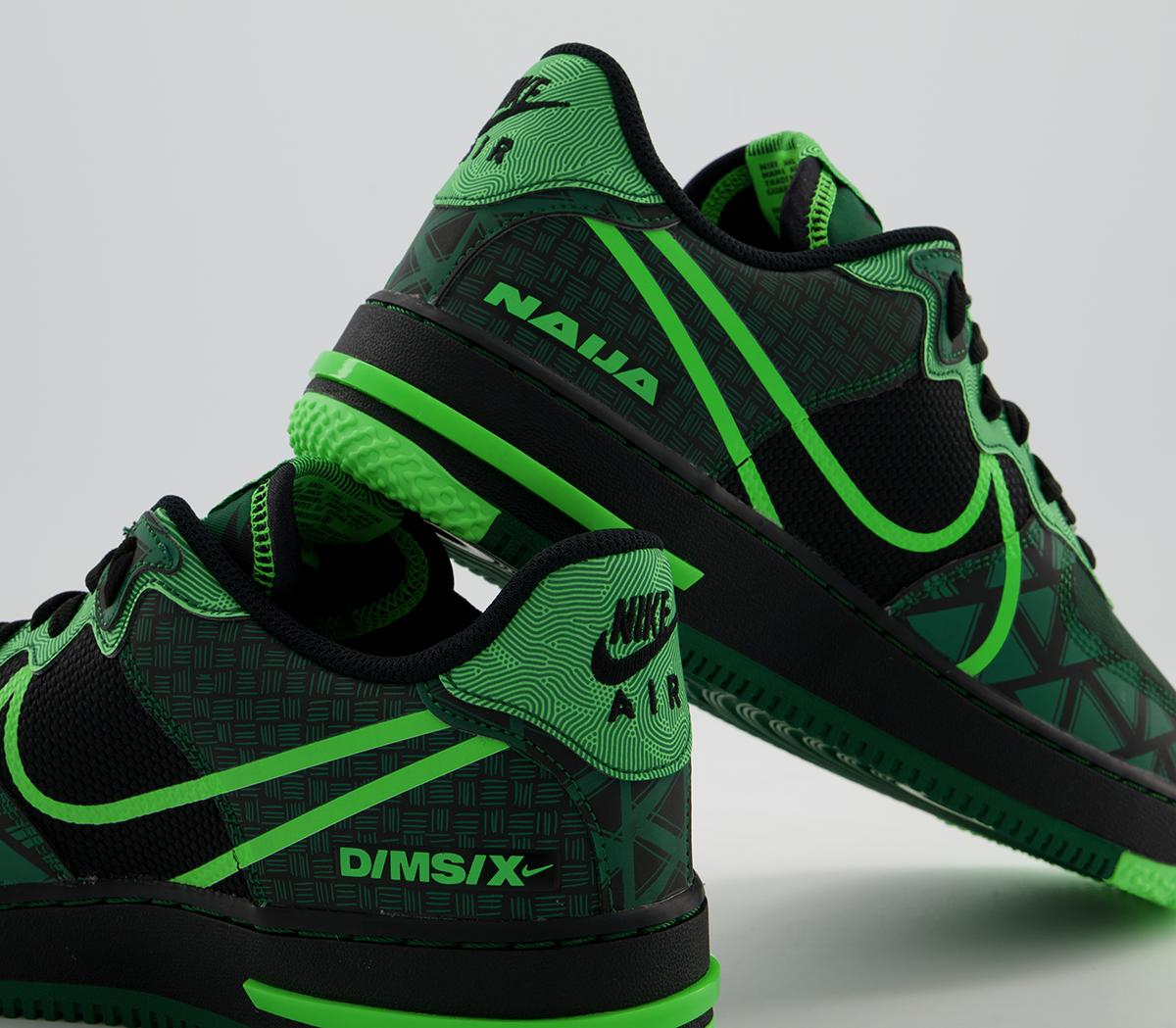 Nike Air Force React Trainers Black Green Strike Pine Green