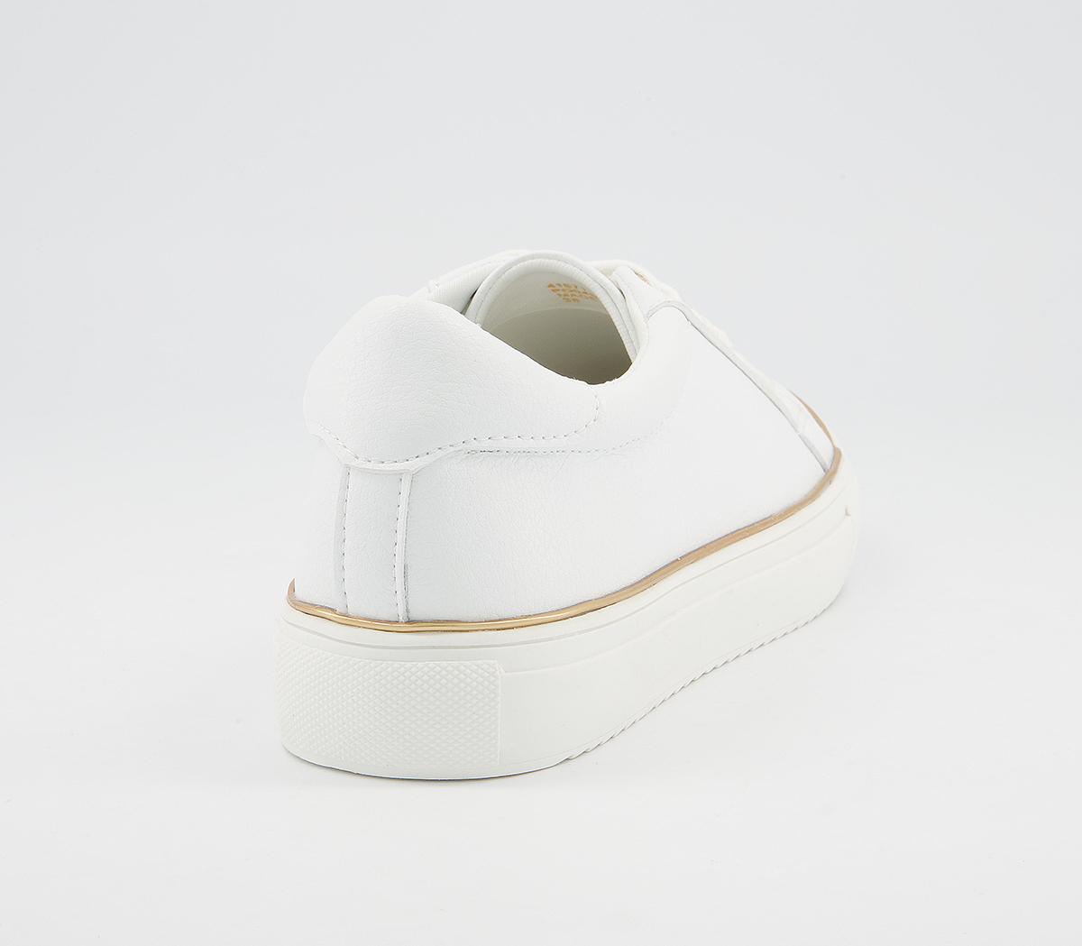 OFFICE Frosty Lace Up With Rand Trainers White With Gold Rand - Flat ...