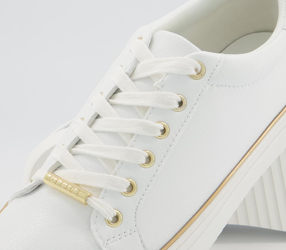 Office Frosty Lace Up With Rand Trainers Office Frosty Lace Up With Rand Trainers White With Gold Rand