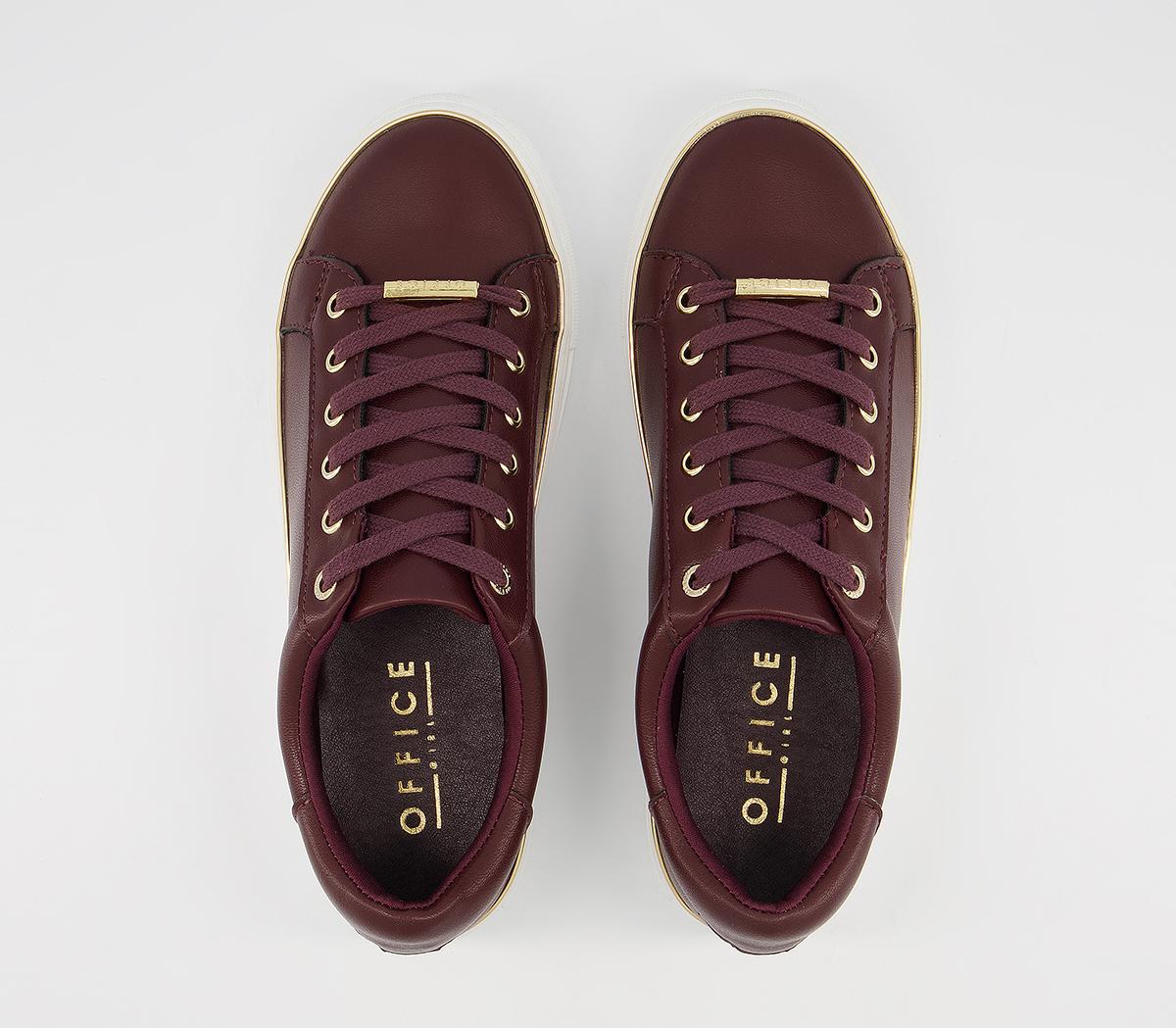 Office Frosty Lace Up With Rand Trainers Office Frosty Lace Up With Rand Trainers Burgundy With Gold Rand