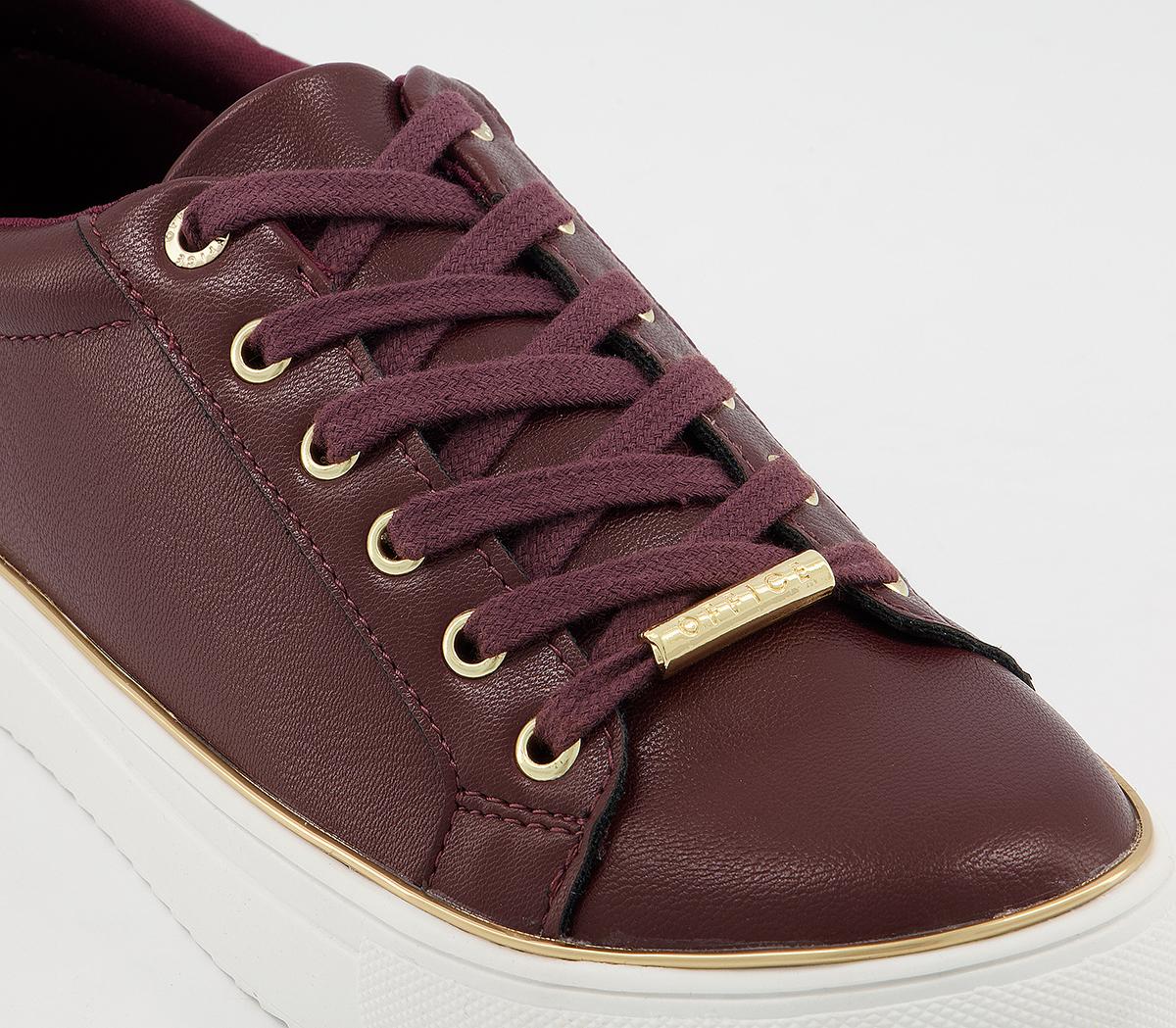 Office Frosty Lace Up With Rand Trainers Office Frosty Lace Up With Rand Trainers Burgundy With Gold Rand