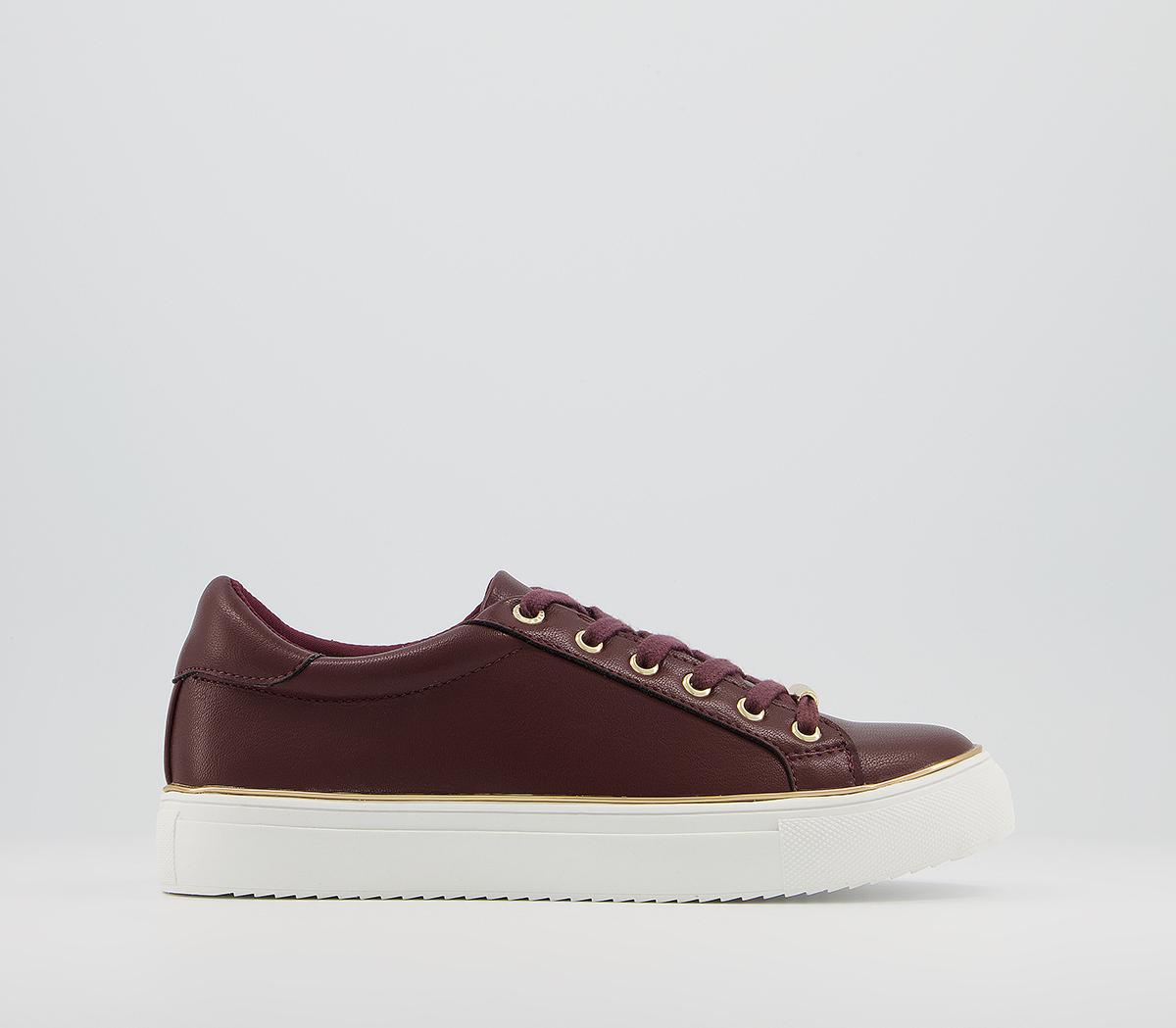 Office Frosty Lace Up With Rand Trainers Office Frosty Lace Up With Rand Trainers Burgundy With Gold Rand