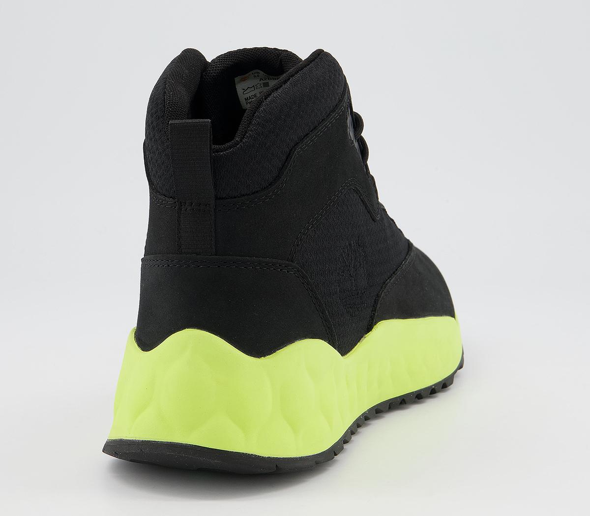 TimberlandSolar Wave Mid TrainersBlack Nubuck And Lime