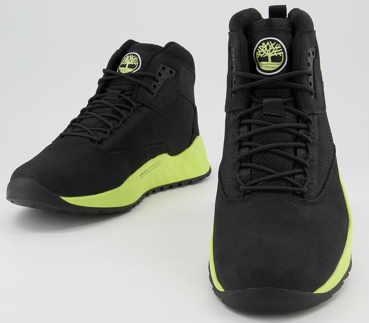 TimberlandSolar Wave Mid TrainersBlack Nubuck And Lime