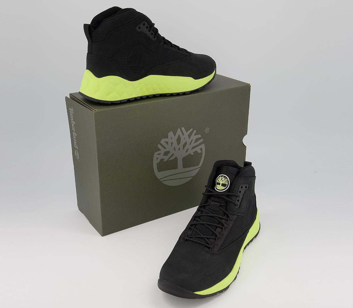 TimberlandSolar Wave Mid TrainersBlack Nubuck And Lime